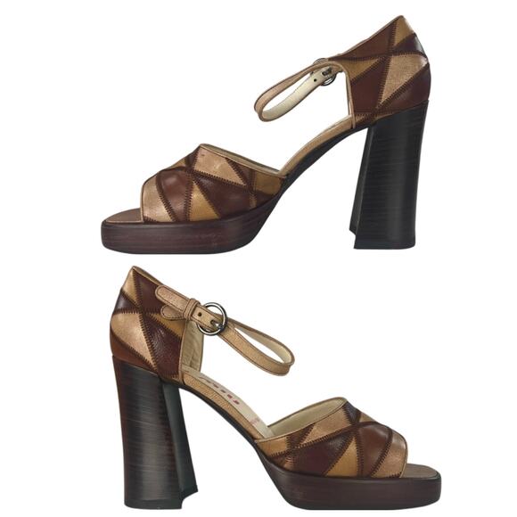 Miu Miu Leather Patchwork Block Heels - Picture 3 of 8